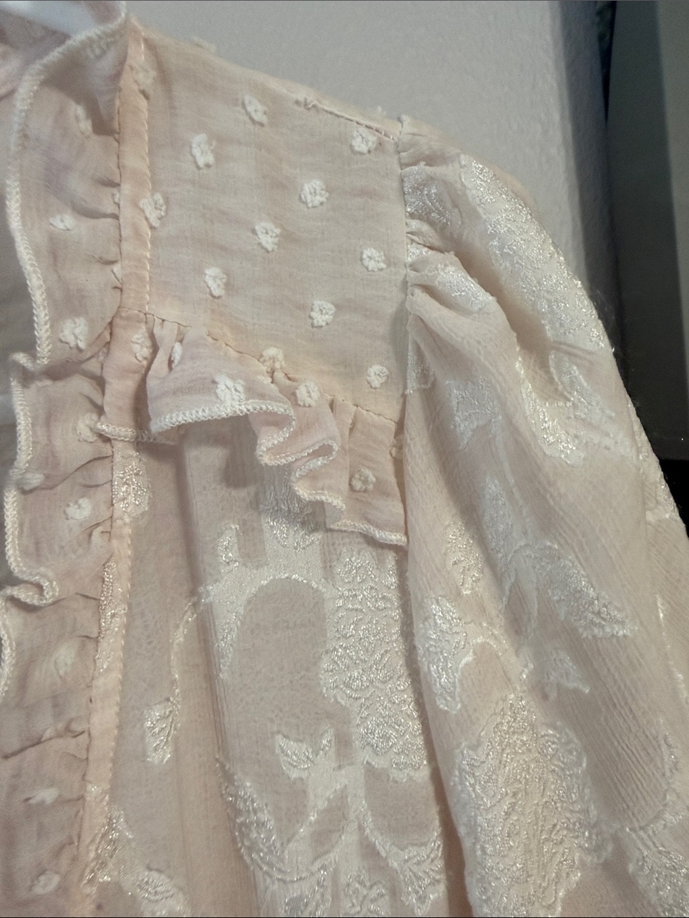POL Pale Blush Swiss Dot Ruffle Tunic - Picture 5 of 9